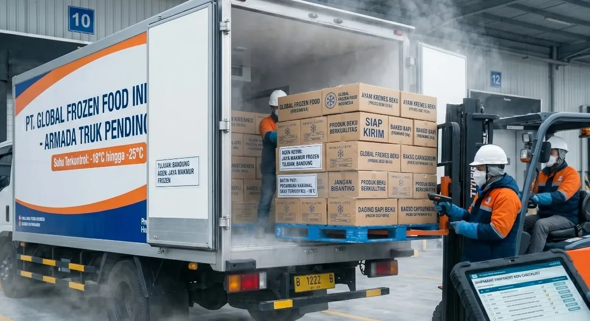 Proses Loading Frozen Food ke Armada Truk Pendingin Distributor