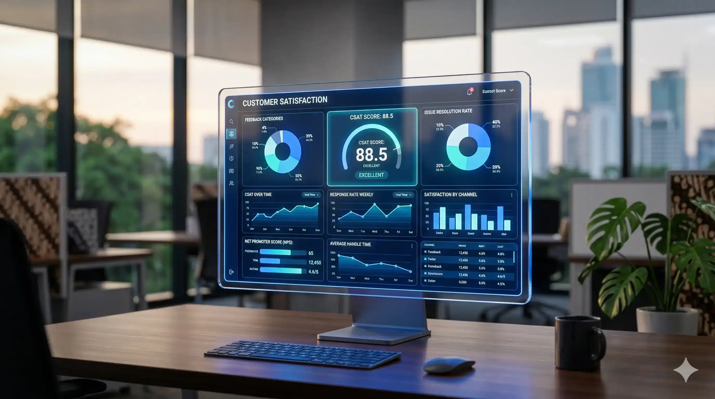 Tampilan dasbor analitik real-time dari vendor aplikasi survei kepuasan pelanggan Gresik