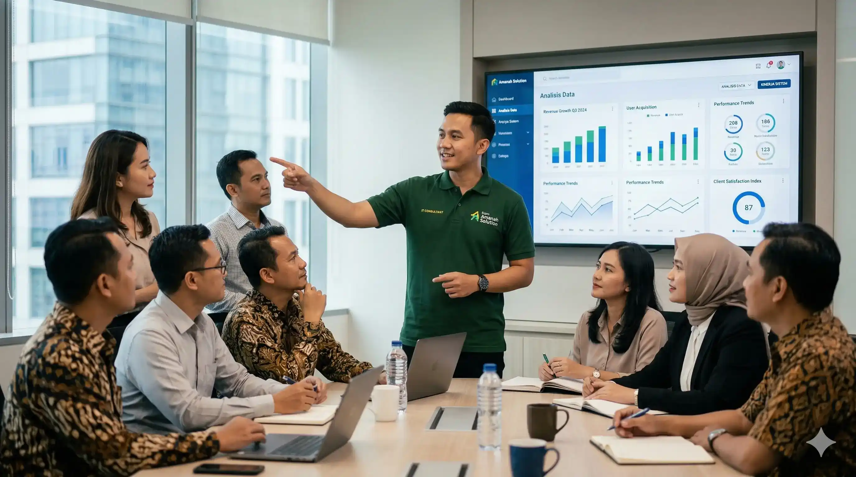 Konsultan IT Amanah Solution memberikan edukasi tata cara evaluasi data sentimen pelanggan